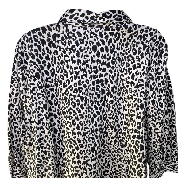 Lane Bryant Button Down Blouse Animal Print Top Plus Size 26 Black White u - Picture 7 of 10